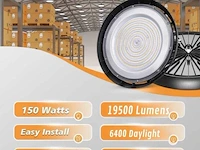 5 x highbay led slim 150w – 6500k koud wit – ufo ip65 waterdicht – 19.500 lm - afbeelding 1 van  4