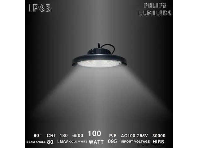 5 x highbay pro 100w - philips lumileds - 130lm/w - 6500k - afbeelding 1 van  5