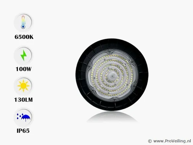 5 x highbay pro 100w - philips lumileds - 130lm/w - 6500k - afbeelding 2 van  5