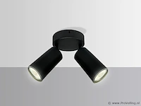 5 x ronde plafondlamp gu10 – 2 draaibare spots – zwart – aluminium – ø120 mm – ip20 - afbeelding 2 van  4