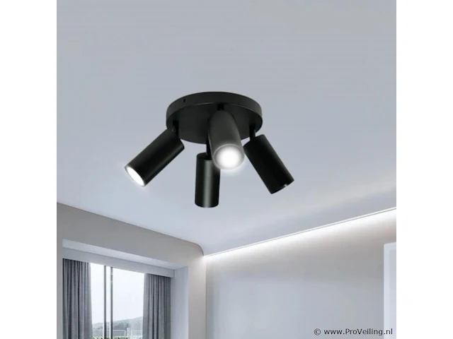 5 x ronde wandlamp gu10 – 4 draaibare – zwart – aluminium – ø200 mm – ip20 - afbeelding 3 van  5