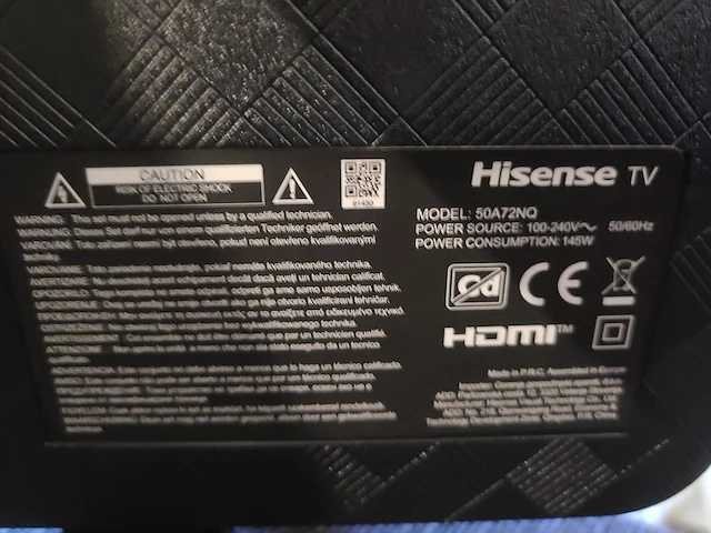 50 inch hisense 50a72nq 4k uhd qled tv (127cm) – nieuwstaat - inclusief afstandsbediening + handleiding - afbeelding 3 van  7