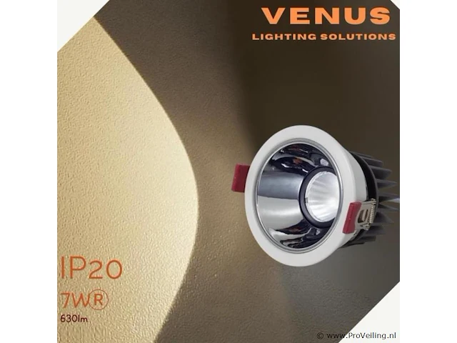 50 x inbouw led spot – 7w – 3000k blanc warm – wit/zilver – cob – ø75mm – ip20 - afbeelding 1 van  4