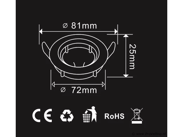 50 x inbouwlamp gu10 – draaibaar – met lamphouder – wit – rond – ip20 - afbeelding 4 van  5