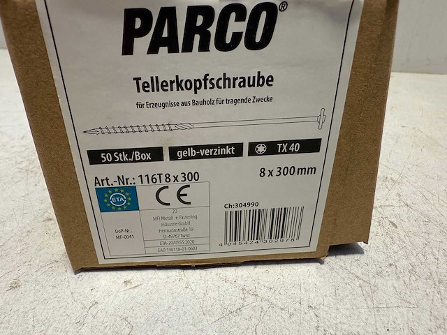 50x parco® tellerkopschroeven | 8,0 x 300 mm | geel-verzinkt | tx40 - afbeelding 2 van  3