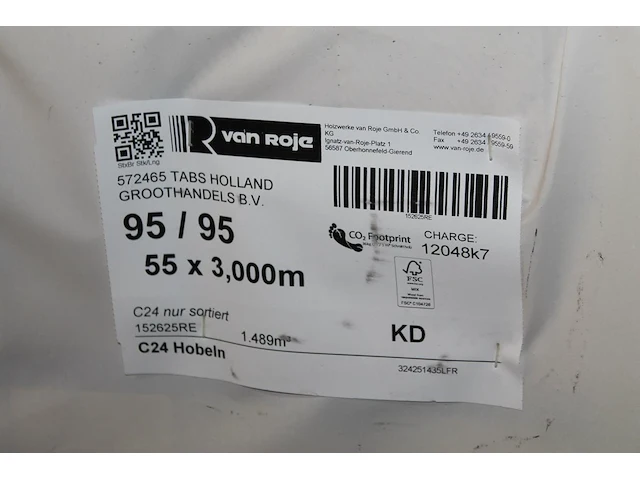 55 vurenhouten geschaafde balken 95 x 95 mm en lengte 300 cm (1,489 m3). let op! kavel is onderdeel van com... onderdeel van combinatiekavel combinatiekavel van kavels b246 t/m b250 zijnde 275 vurenhouten geschaafde balken 95 x 95 mm en lengte 300 cm (1,489 m3). - afbeelding 3 van  3
