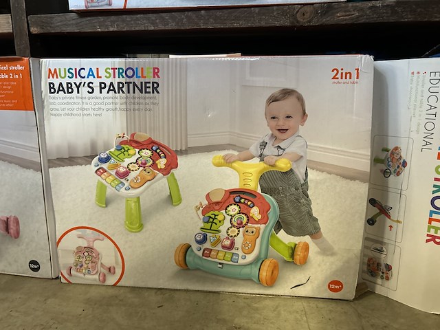 5x 2-in-1 baby walker/loopwagen (loopwagen en speeltafel) musical stroller - afbeelding 3 van  4