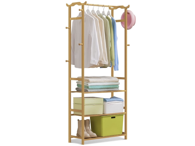 5x bamboe kledingrek/kapstok 70x30x170 cm i-wannahave - afbeelding 1 van  4