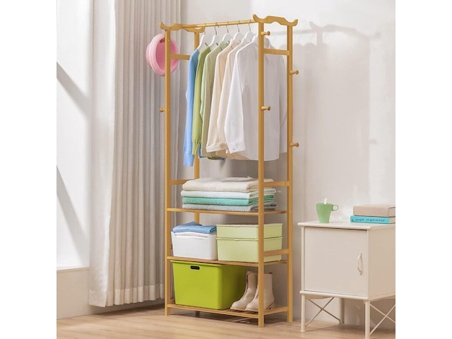 5x bamboe kledingrek/kapstok 70x30x170 cm i-wannahave - afbeelding 2 van  4