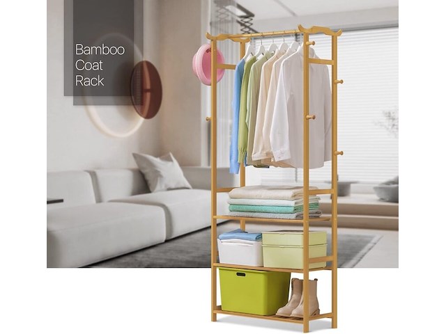 5x bamboe kledingrek/kapstok 70x30x170 cm i-wannahave - afbeelding 4 van  4