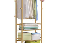 5x bamboe kledingrek/kapstok 70x30x170 cm i-wannahave - afbeelding 1 van  4