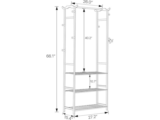 5x bamboe kledingrek/kapstok 70x30x170 cm i-wannahave - afbeelding 3 van  4