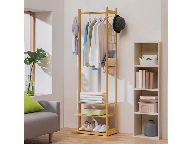 5x bamboe kledingrek/kapstok i-wannahave - afbeelding 2 van  3