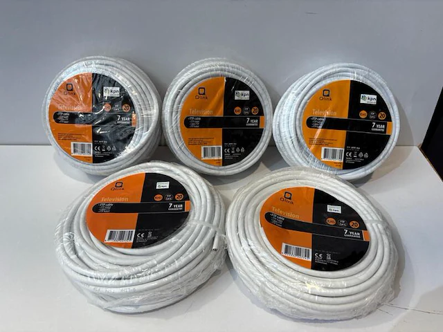 5x datakabel rj45 cat 6 20 meter, q-link - afbeelding 1 van  1