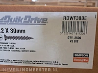 5x doos a 2500 stuks gipsplaatschroeven simpson strong-tie, quik drive rdwv30be - afbeelding 4 van  5