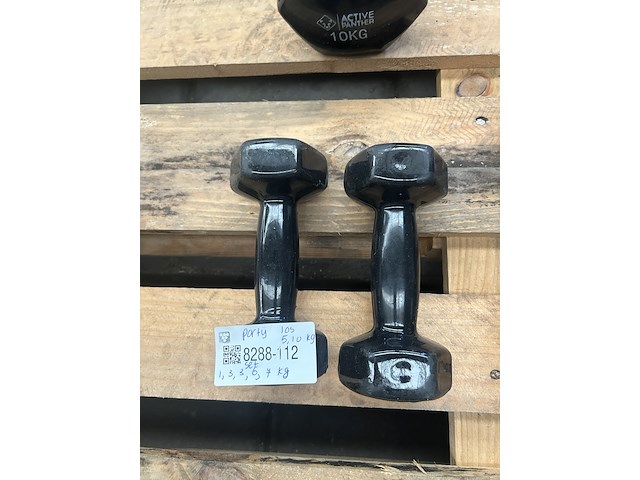 5x dumbbell set 2x 1kg, 2x 3kg, 2x 3kg, 2x 6kg, 2x 7kg, 1x los 5 kg, 1x los 10kg active panther - afbeelding 6 van  6