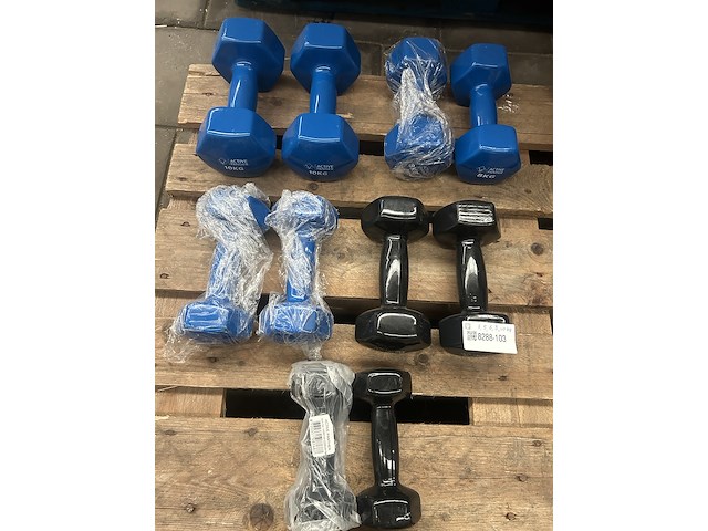 5x dumbbell set 2x 3kg, 2x 5kg, 2x 6kg, 2x 8kg, 2x 10kg active panther - afbeelding 1 van  4