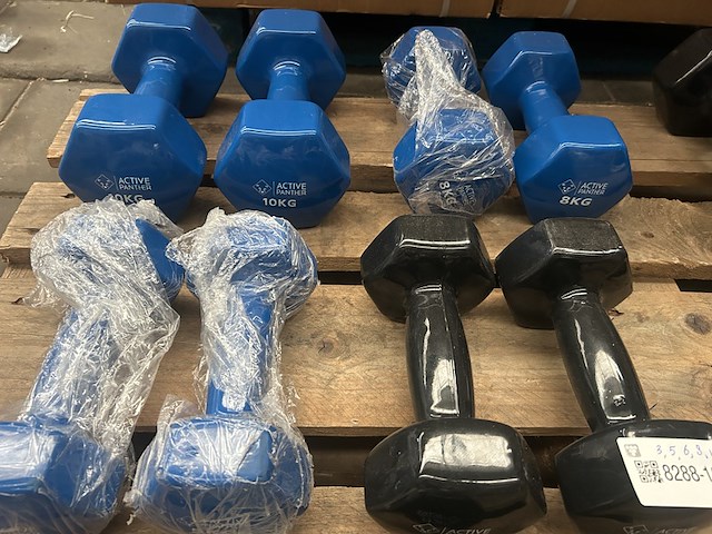 5x dumbbell set 2x 3kg, 2x 5kg, 2x 6kg, 2x 8kg, 2x 10kg active panther - afbeelding 2 van  4