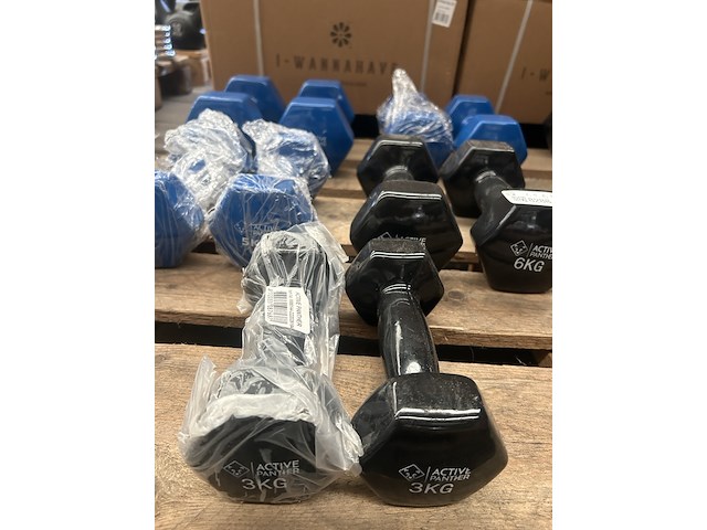 5x dumbbell set 2x 3kg, 2x 5kg, 2x 6kg, 2x 8kg, 2x 10kg active panther - afbeelding 4 van  4