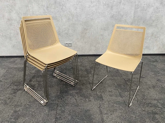 5x gaber akami - nestelbare kantinestoel - beige - afbeelding 1 van  7