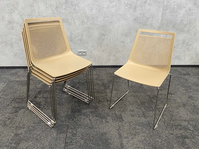 5x gaber akami - nestelbare kantinestoel - beige - afbeelding 6 van  7