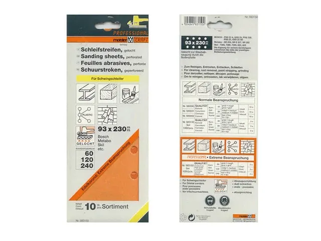5x meister craft schuurpapier 93 x 230 mm 10 vel assorti - afbeelding 1 van  3
