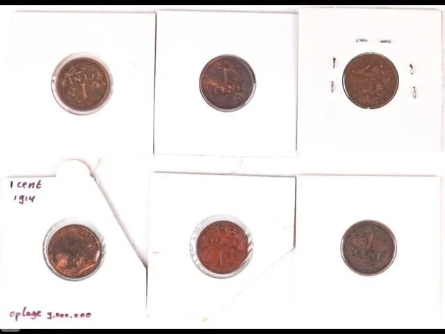 5x munten koningin wilhelmina , 1914-1942 - afbeelding 2 van  2