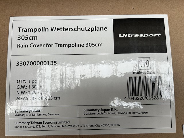 5x regenhoes voor trampoline 305cm ultrasport - afbeelding 6 van  6