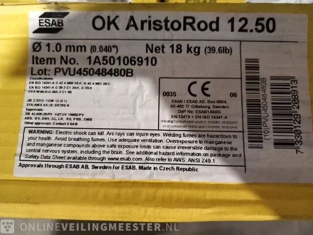 5x rol lasdraaad esab, ok aristorod 12.50, 1,0 mm sterkte - afbeelding 3 van  4