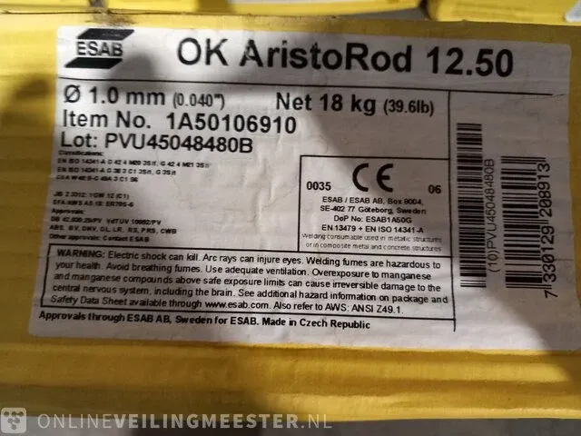 5x rol lasdraad esab, ok aristorod 12.50, 1,0 mm sterkte - afbeelding 4 van  4