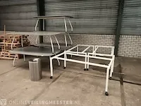 5x vergadertafel 210cm, 3x mobiele tafel frame en rvs afvalbak - afbeelding 1 van  11