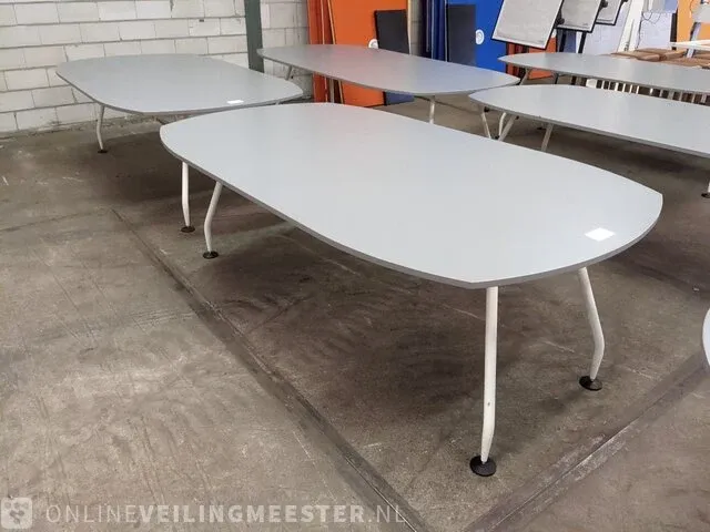5x vergadertafel 210cm, 3x mobiele tafel frame en rvs afvalbak - afbeelding 4 van  11