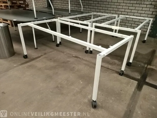 5x vergadertafel 210cm, 3x mobiele tafel frame en rvs afvalbak - afbeelding 7 van  11