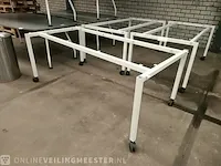 5x vergadertafel 210cm, 3x mobiele tafel frame en rvs afvalbak - afbeelding 7 van  11
