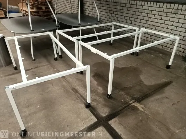 5x vergadertafel 210cm, 3x mobiele tafel frame en rvs afvalbak - afbeelding 9 van  11