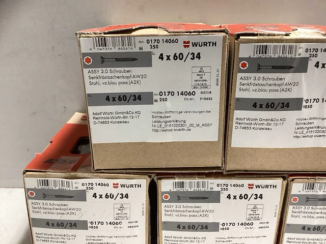 (5x) wurth schroeven 4x60/ 34 (125 stuks) - afbeelding 3 van  4