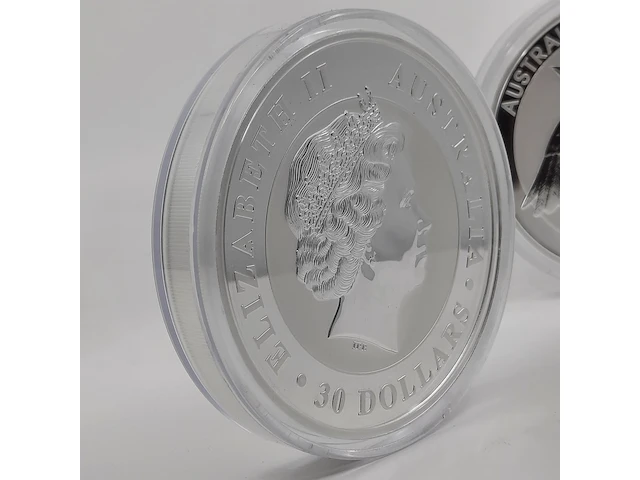 5x zilveren munt elizabeth ii, australian kookaburra - afbeelding 3 van  14
