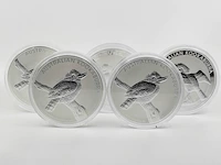 5x zilveren munt elizabeth ii, australian kookaburra