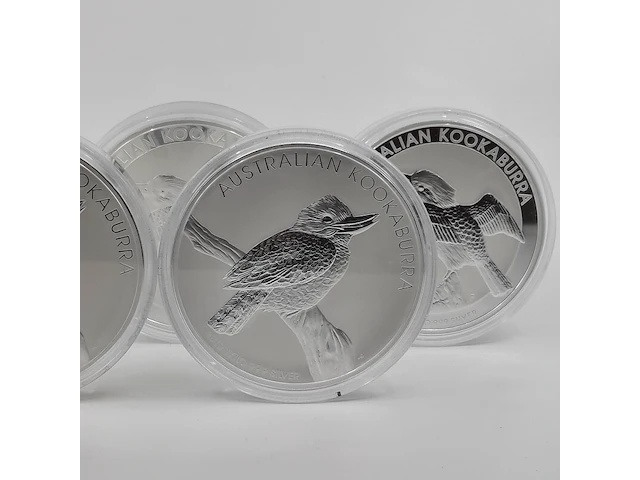 5x zilveren munt elizabeth ii, australian kookaburra - afbeelding 8 van  14