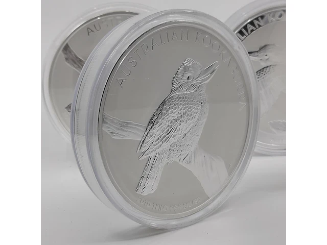 5x zilveren munt elizabeth ii, australian kookaburra - afbeelding 9 van  14
