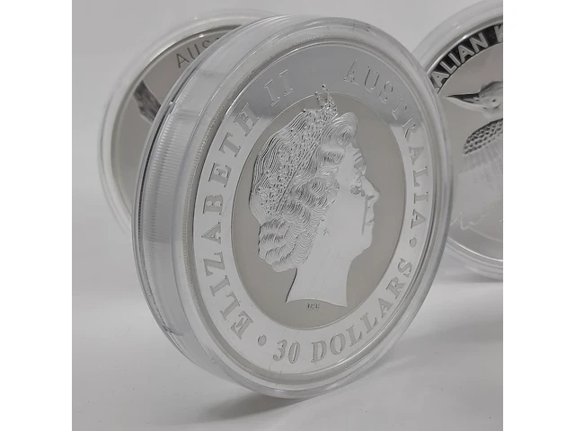 5x zilveren munt elizabeth ii, australian kookaburra - afbeelding 10 van  14