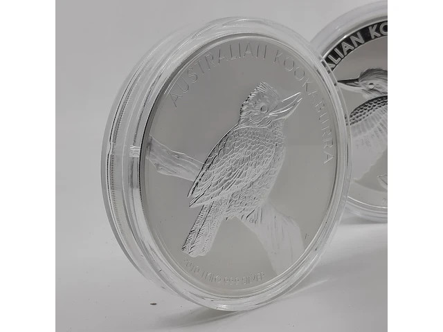 5x zilveren munt elizabeth ii, australian kookaburra - afbeelding 13 van  14