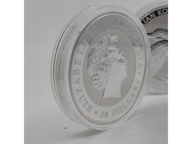 5x zilveren munt elizabeth ii, australian kookaburra - afbeelding 14 van  14