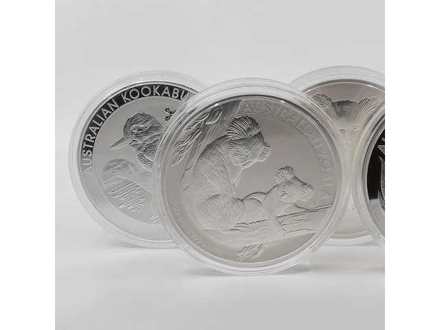 5x zilveren munt elizabeth ii, o.a australian kookaburra / australian koala - afbeelding 8 van  15
