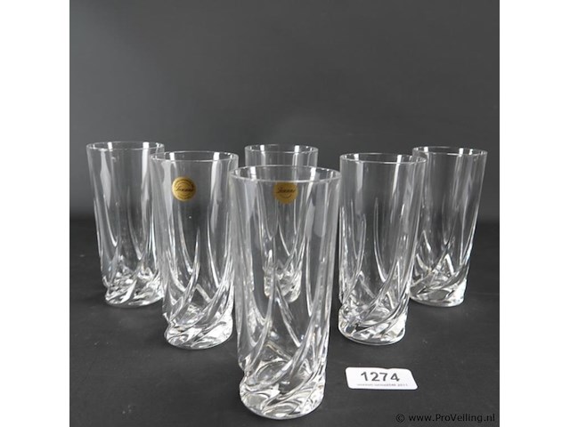 6 italiaanse toscane krisallen longdrink glazen - afbeelding 1 van  5