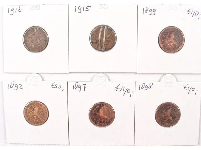 6 munten koningin wilhelmina 1892-1916 - afbeelding 1 van  2