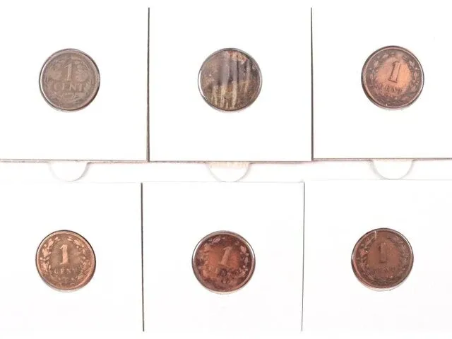 6 munten koningin wilhelmina 1892-1916 - afbeelding 2 van  2