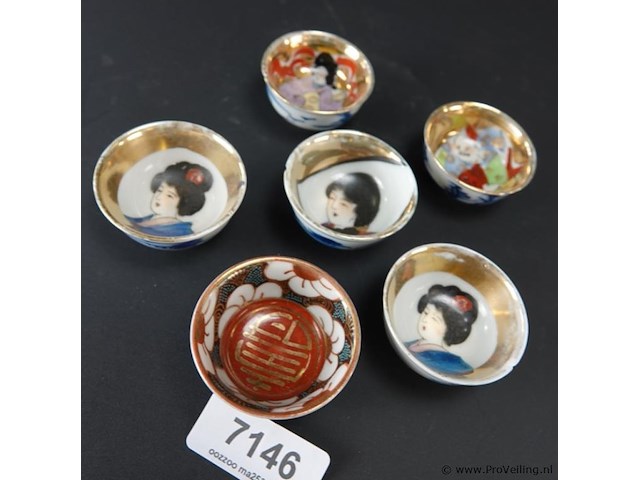 6 oosters porseleinen kommetjes - afbeelding 2 van  3
