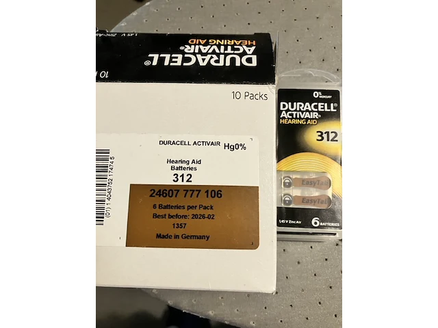6 pakjes duracell gehoorapparaat batterijen met 6 stuks bruin 312 - afbeelding 3 van  5