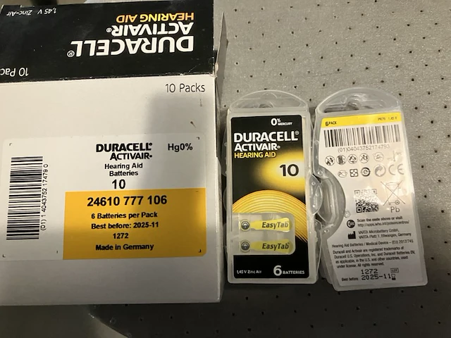6 pakjes duracell gehoorapparaat batterijen met 6 stuks geel - afbeelding 1 van  5
